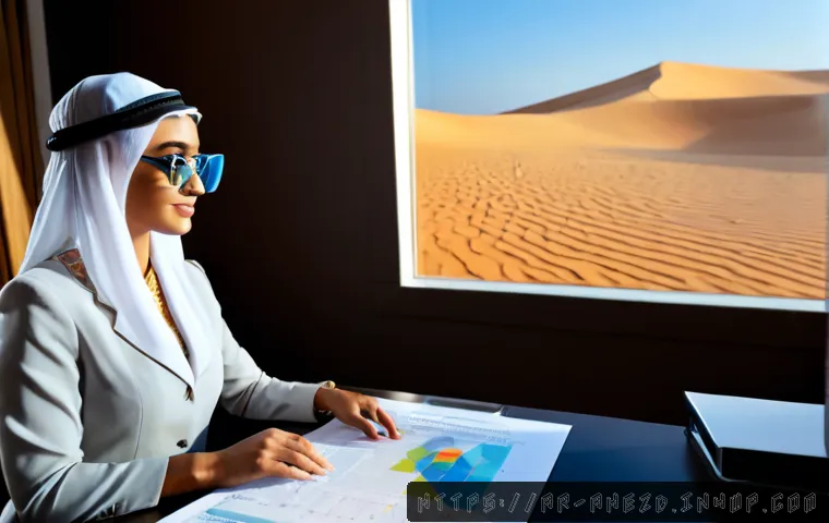 공간 컴퓨팅 기술과 법적 이슈 - Photorealistic modern legal consultation in a refined Gulf Arab office, Arab female lawyer in elegan...